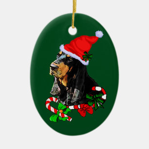 Schwarzes und TANcoonhound-Weihnachten Keramik Ornament