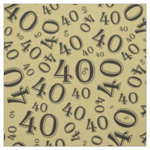 Schwarzes und Typografie-Muster der Goldzahl-40 Stoff