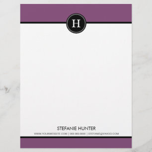 Schwarzes und violettes Monogramm-Briefkopf Briefkopf