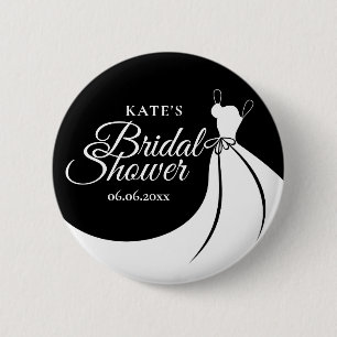 Schwarzes und weißes elegantes Brautkleid zur Brau Button