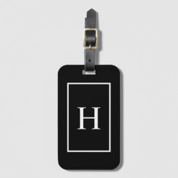 Schwarzes und weißes elegantes Monogramm-Gepäckanh Gepäckanhänger