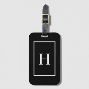 Schwarzes und weißes elegantes Monogramm-Gepäckanh Gepäckanhänger