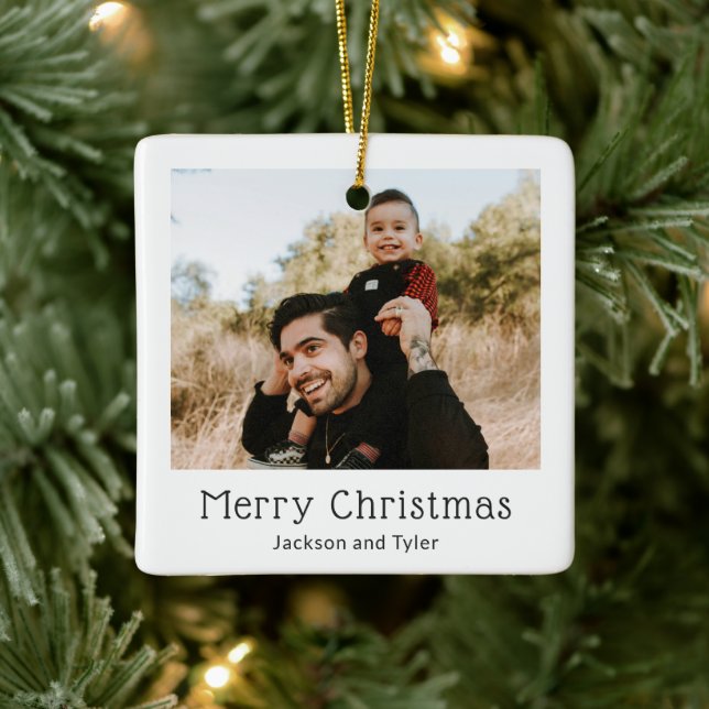 Schwarzes und weißes Foto Moderne Weihnachten Keramikornament (Baum)