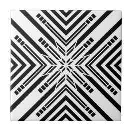 Schwarzes und weißes geometrisches Kreuz Fliese