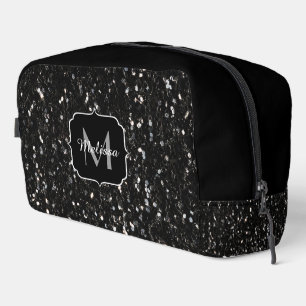 Schwarzes und weißes glänzendes Glitter Funkeln Mo Waschbeutel