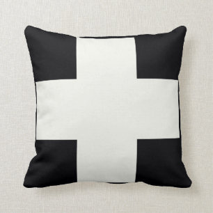 Schwarzes und Weißes Kreuz Kissen
