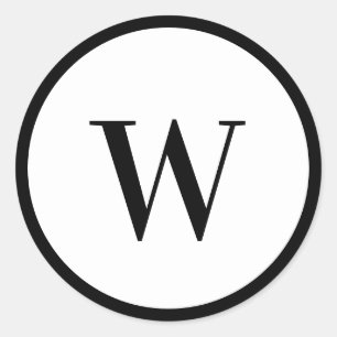Schwarzes und weißes modernes stilvolles Monogramm Runder Aufkleber