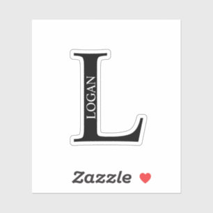 Schwarzes und Weißes personalisiertes Monogramm un Aufkleber