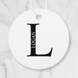 Schwarzes und Weißes Personalisiertes Monogramm un Geschenkanhänger