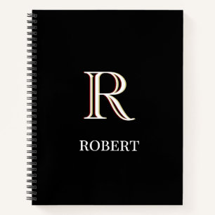 Schwarzes und weißes personalisiertes Monogramm un Notizbuch