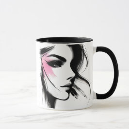 Schwarzes und weißes Porträt eines jungen Mädchens Tasse