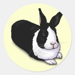 Schwarzes und weißes Rabbit Runder Aufkleber