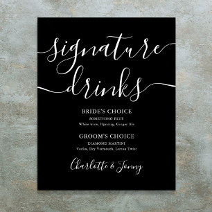 Schwarzes und weißes Schriftzug-Signature-Drinks-S Poster