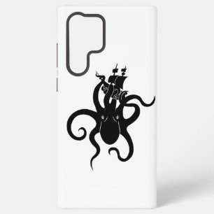 Schwarzes und weißes Seeungeheuer Kraken mit Schif Samsung Galaxy Hülle