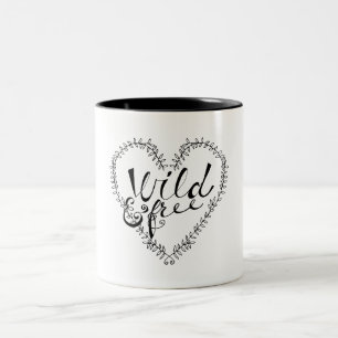 Schwarzes und weißes Wildherz Zweifarbige Tasse