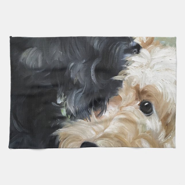 Schwarzes und wheaten schottische Terrier Küchentuch (Horizontal)
