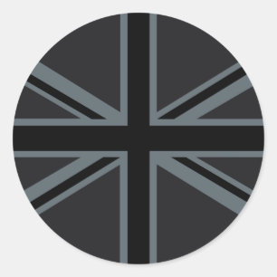Schwarzes Union Jack britisches Flaggen-Dekor Runder Aufkleber