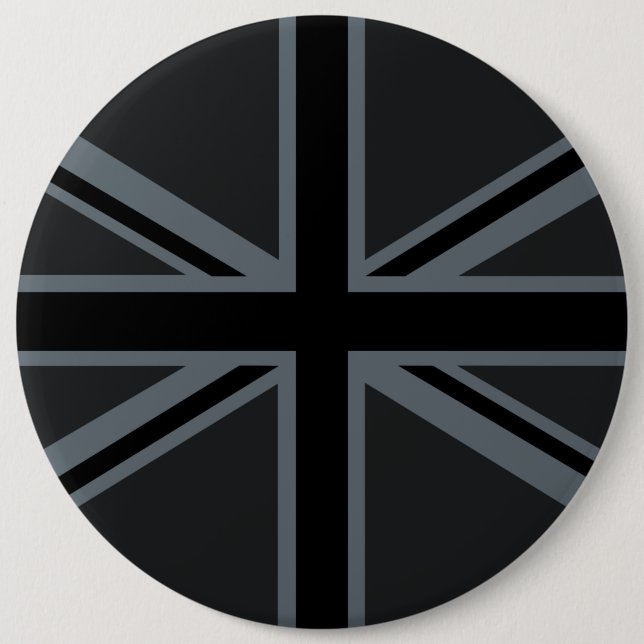 Schwarzes Union Jack Flaggen-Design Button (Vorderseite)