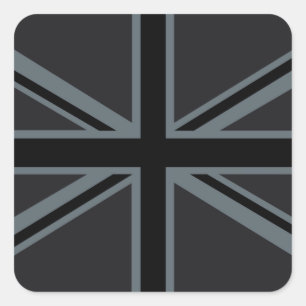 Schwarzes Union Jack Flaggen-Design Quadratischer Aufkleber