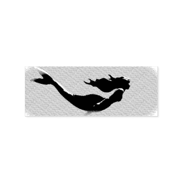 Schwarzes Unterwasser Meerjungfrau, individuelles  Gummistempel (Prägung)