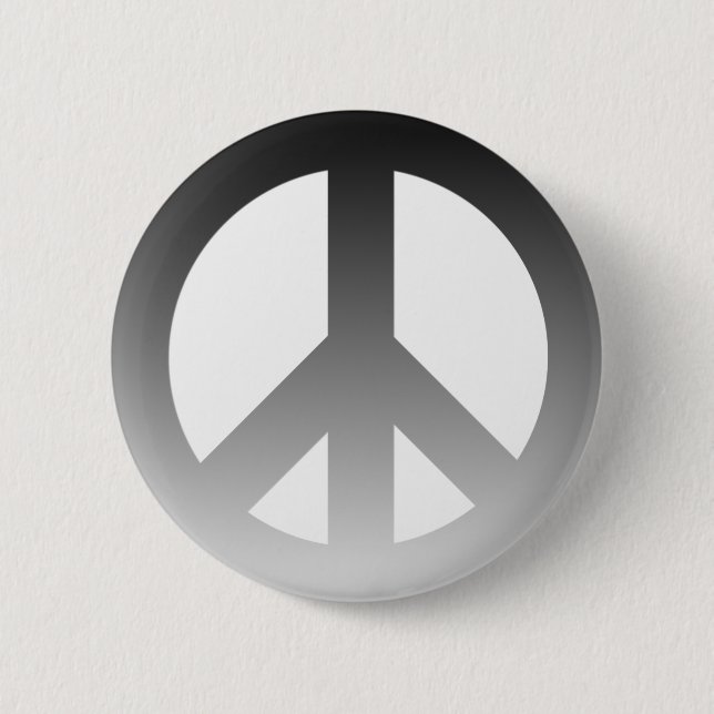 Schwarzes verblassen CND Friedenssymbol auf Weiß Button (Vorderseite)