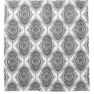 Schwarzes Verziertes Abstraktes TearDrop-Muster Duschvorhang