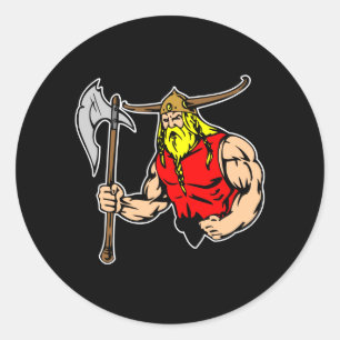 Schwarzes Viking Runder Aufkleber