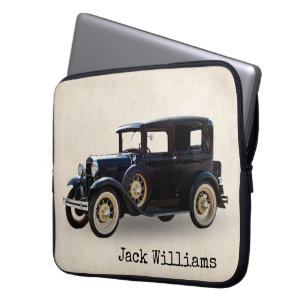 Schwarzes Vintage-Auto Laptopschutzhülle
