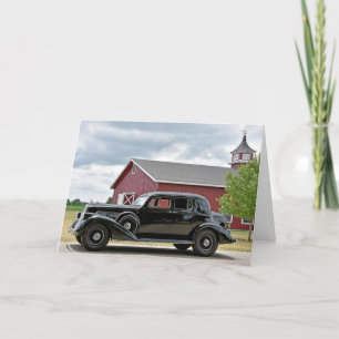 Schwarzes Vintage-Auto zum Geburtstag Karte