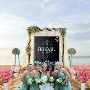 Schwarzes Vintages blaues Aquarellfarben Brautpart Wandteppich