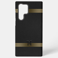 Schwarzes Vintages Leder Textur Gold Streifen