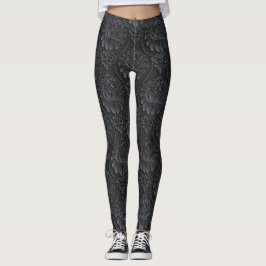 Schwarzes Vintages Muster Leggings