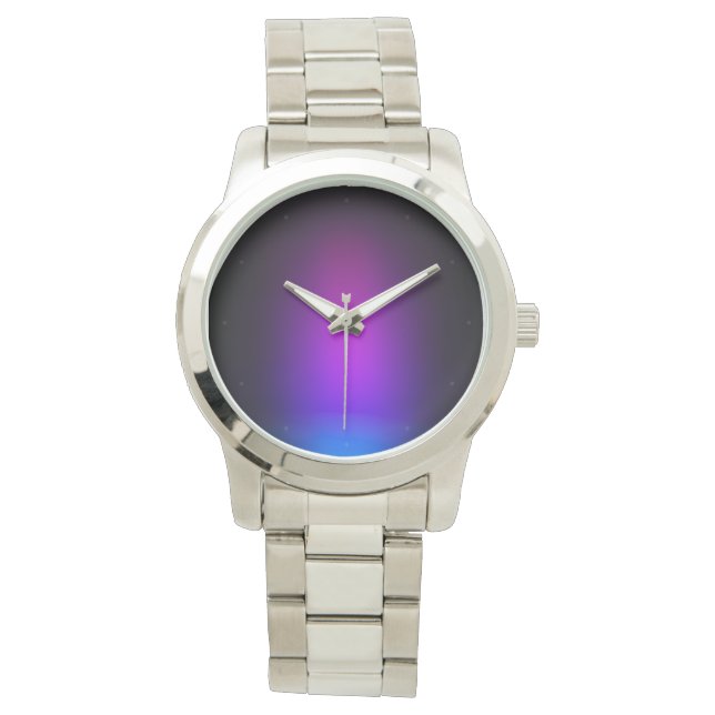 Schwarzes Violet Gradient Glow Armbanduhr (Vorderseite)