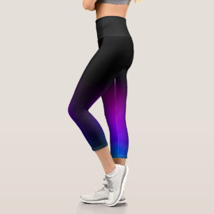 Schwarzes Violet Gradient Glow Capri Leggings