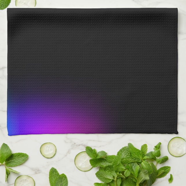 Schwarzes Violet Gradient Glow Geschirrtuch (Gefaltet)