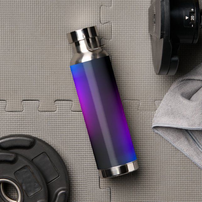 Schwarzes Violet Gradient Glow Trinkflasche (Fitnessstudio)