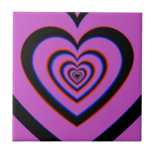Schwarzes violettes trippiges hypnotisches Herz-Li Fliese