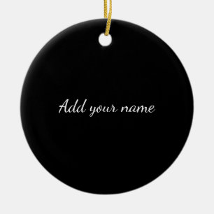 Schwarzes Vollton add name Textnachricht hier werf Keramik Ornament