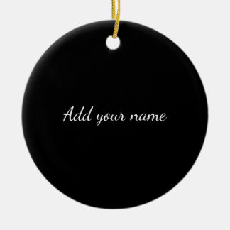 Schwarzes Vollton add name Textnachricht hier werf Keramik Ornament