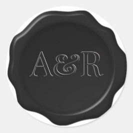 Schwarzes Wachs-Siegel-Aufkleber-Monogramm, Runder Aufkleber