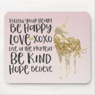 Schwarzes Wasser Inspiration Gold Unicorn Mousepad