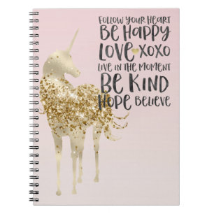 Schwarzes Wasser Inspiration Gold Unicorn Notizblock