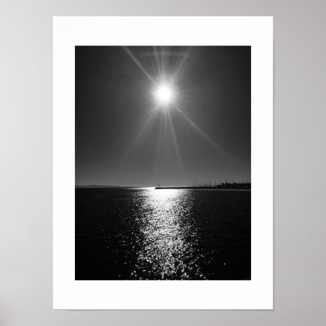 Schwarzes Wasser Reflektion Schwarz-Weiß-Fotografi Poster (Vorne)