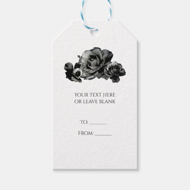 Schwarzes Wasser - Rose Elegante Hochzeit Geschenkanhänger (Vorderseite)