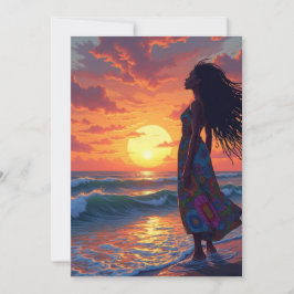 Schwarzes Weibchen am Strand Einladung