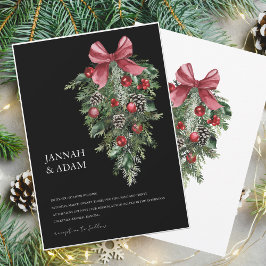 Schwarzes Weihnachts Rotes Grün Winterfest Hochzei Einladung