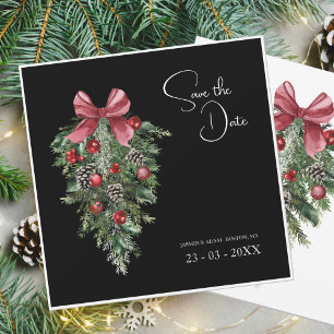 Schwarzes Weihnachts Rotes Grün Winterfest Hochzei Save The Date
