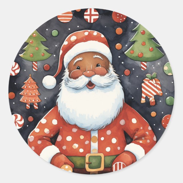 Schwarzes Weihnachtsfest - Afrikanischer Weihnacht Runder Aufkleber (Vorderseite)