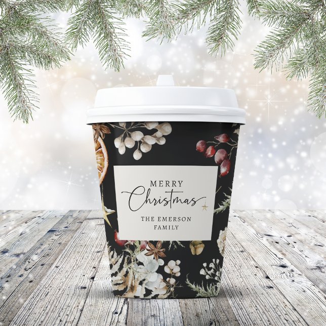 Schwarzes Weihnachtsfest Pappbecher (Black Christmas Paper Cups
)