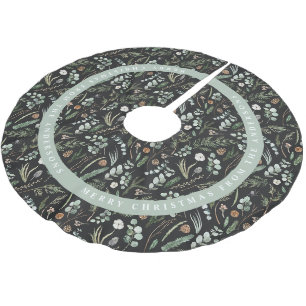 Schwarzes Weihnachtsgeschenk - modernes botanische Polyester Weihnachtsbaumdecke